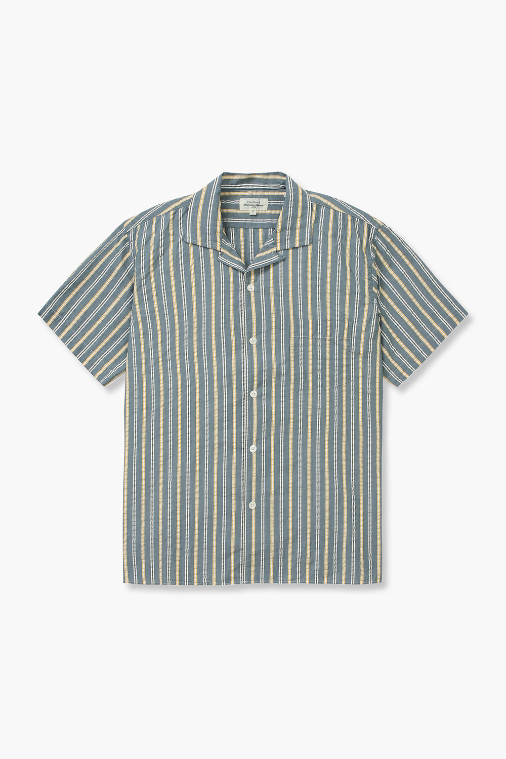 코튼 스트라이프 테일러드 카라 반소매 셔츠 BB14012 02