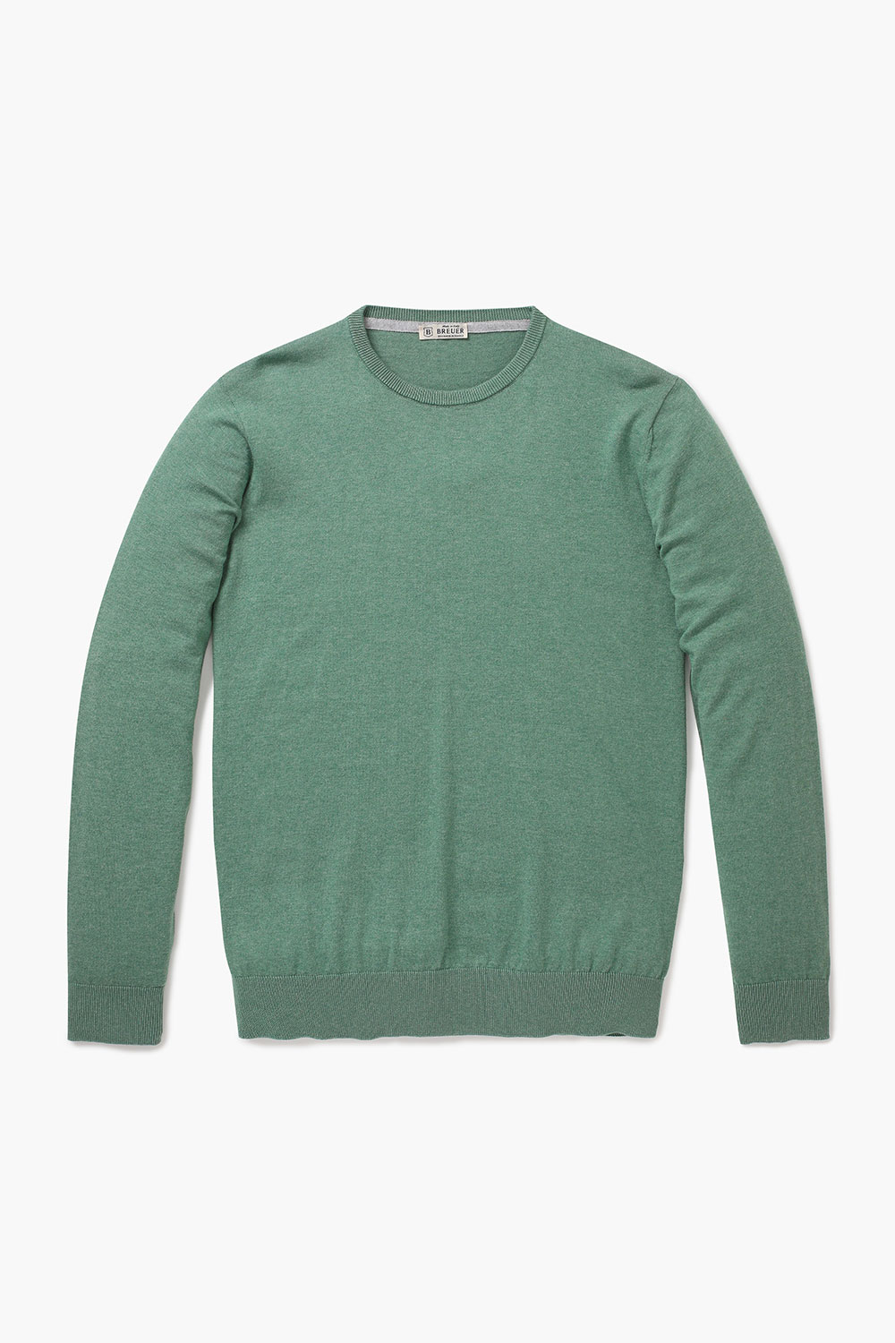 코튼 크루넥 그린 긴소매 니트