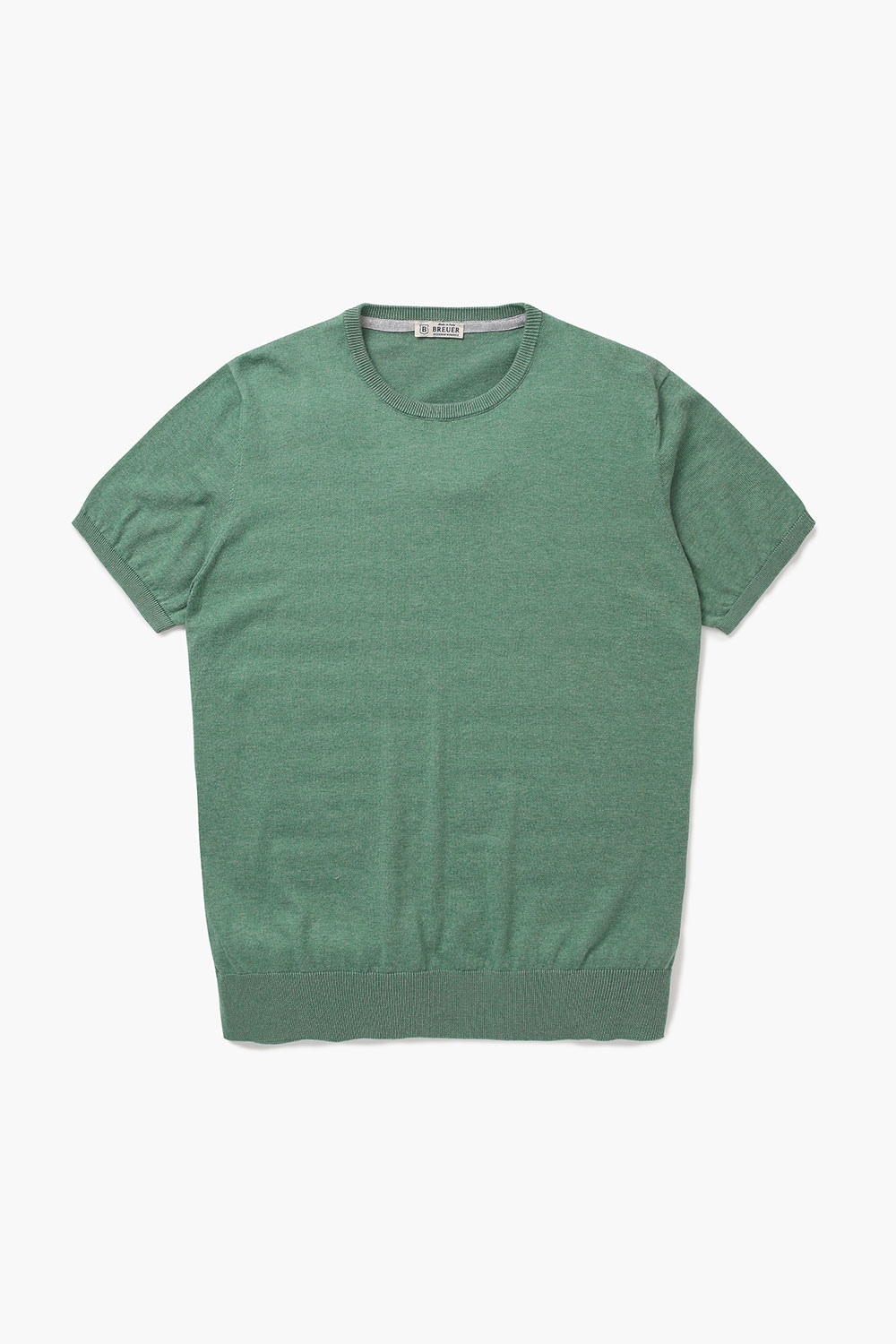 코튼 크루넥 501 그린 반소매 니트