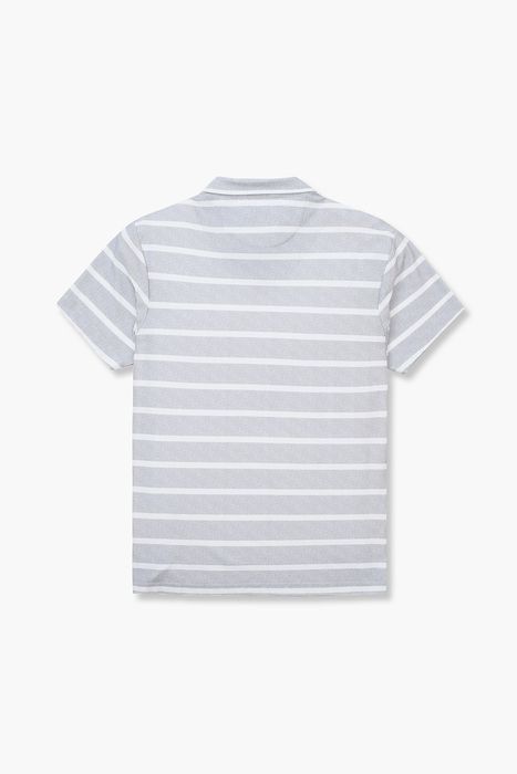 코튼 스트라이프 버튼 다운 반소매 티셔츠 65011NCP462211