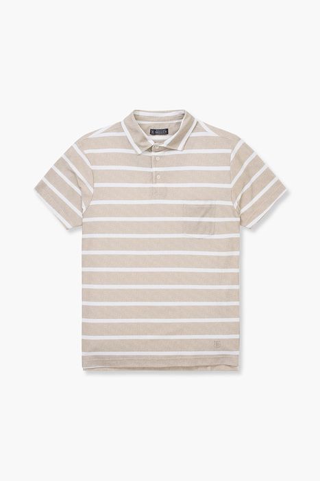 코튼 스트라이프 버튼 다운 반소매 티셔츠 65011NCP462209