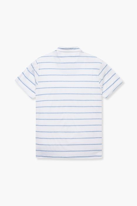 코튼 스트라이프 버튼 다운 반소매 티셔츠 65001P462001