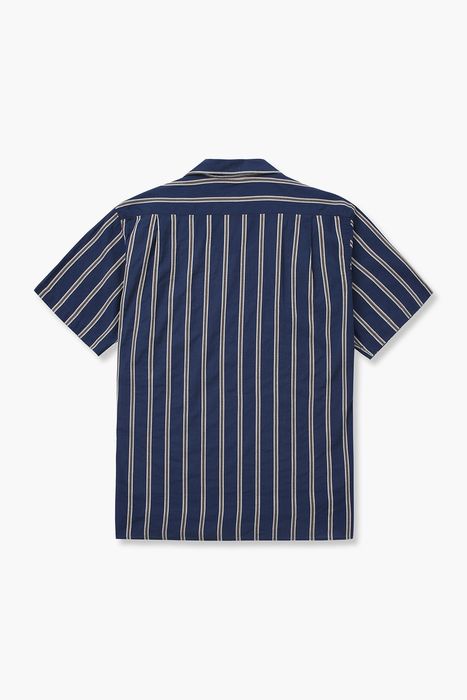 코튼 스트라이프 테일러드 카라 반소매 셔츠 BB14009 01