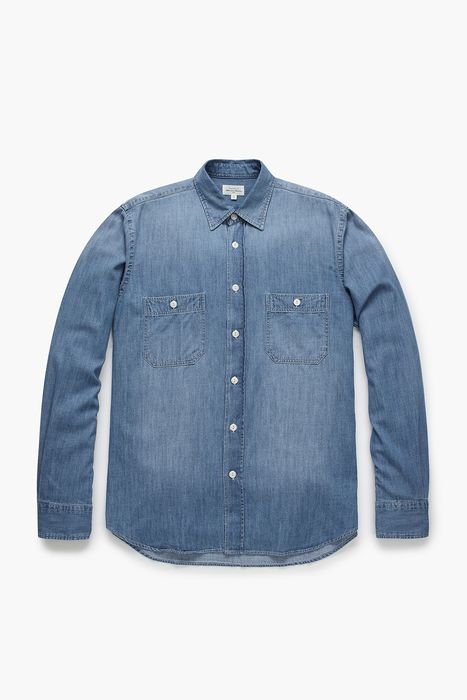 POCKET 중청 데님 버튼 다운 투 포켓 셔츠 BC2401102