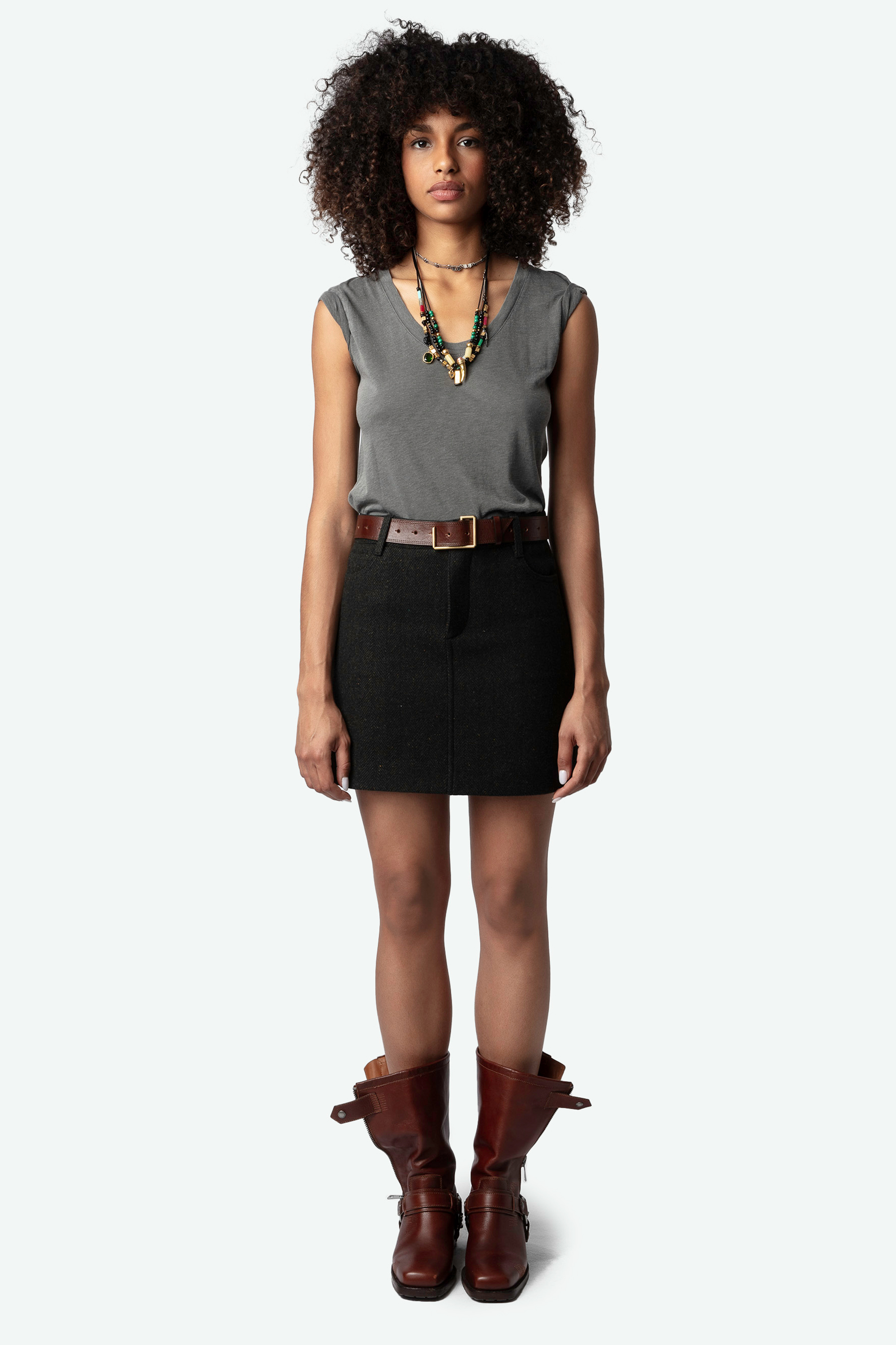 Joany Chevron Wool Skirt
