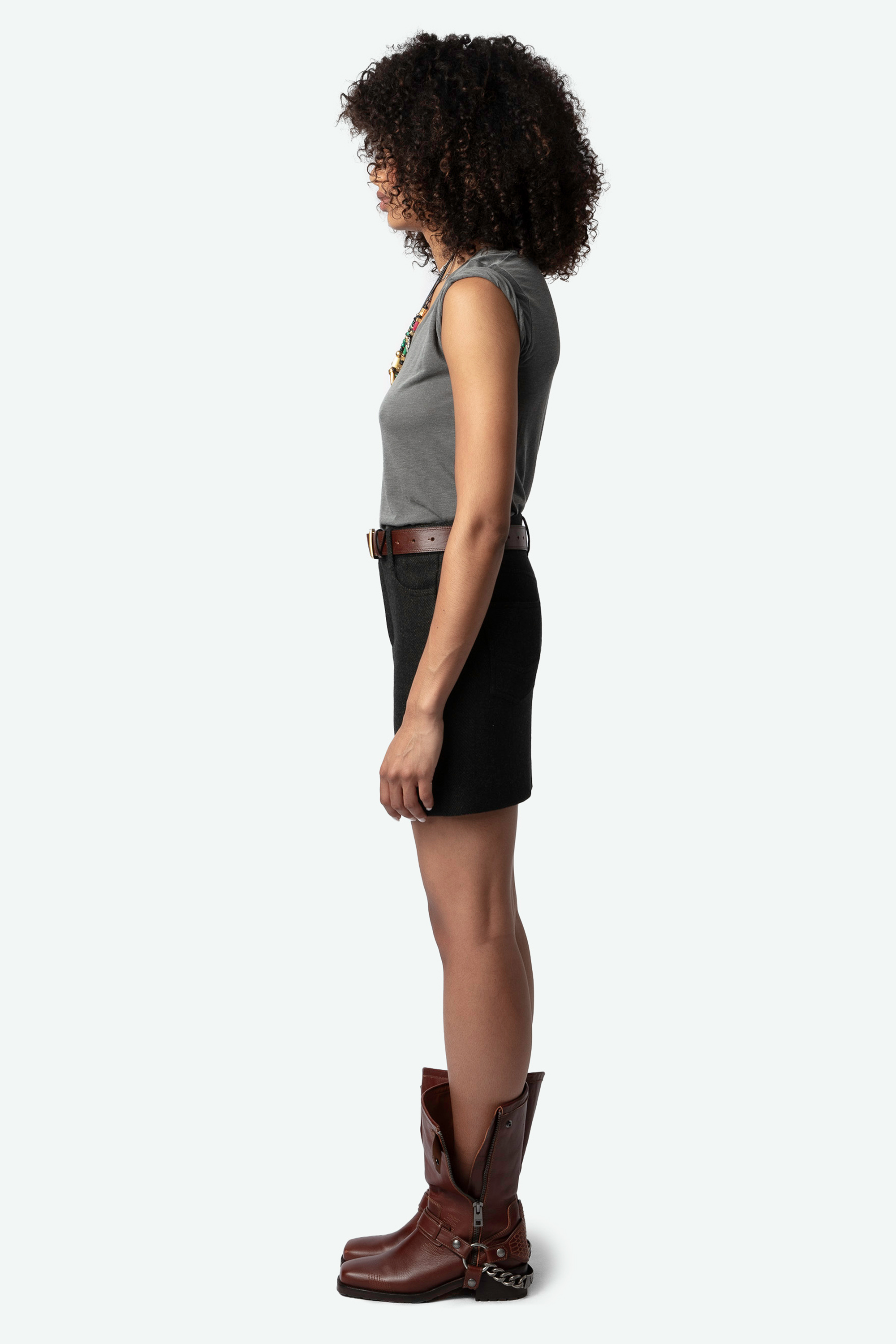 Joany Chevron Wool Skirt
