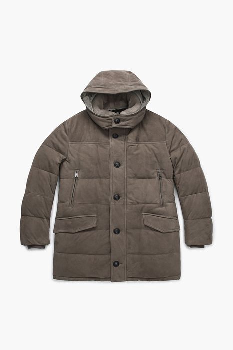 고트스킨 스웨이드 후드 롱 패딩 점퍼 75P118CAMOSCIO028