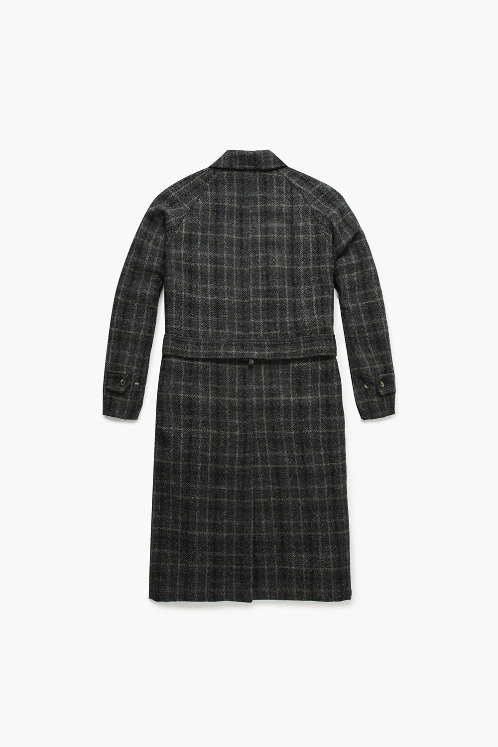 GRANDAD 울 체크 레글런 벨트 롱 코트 MT1902GREY
