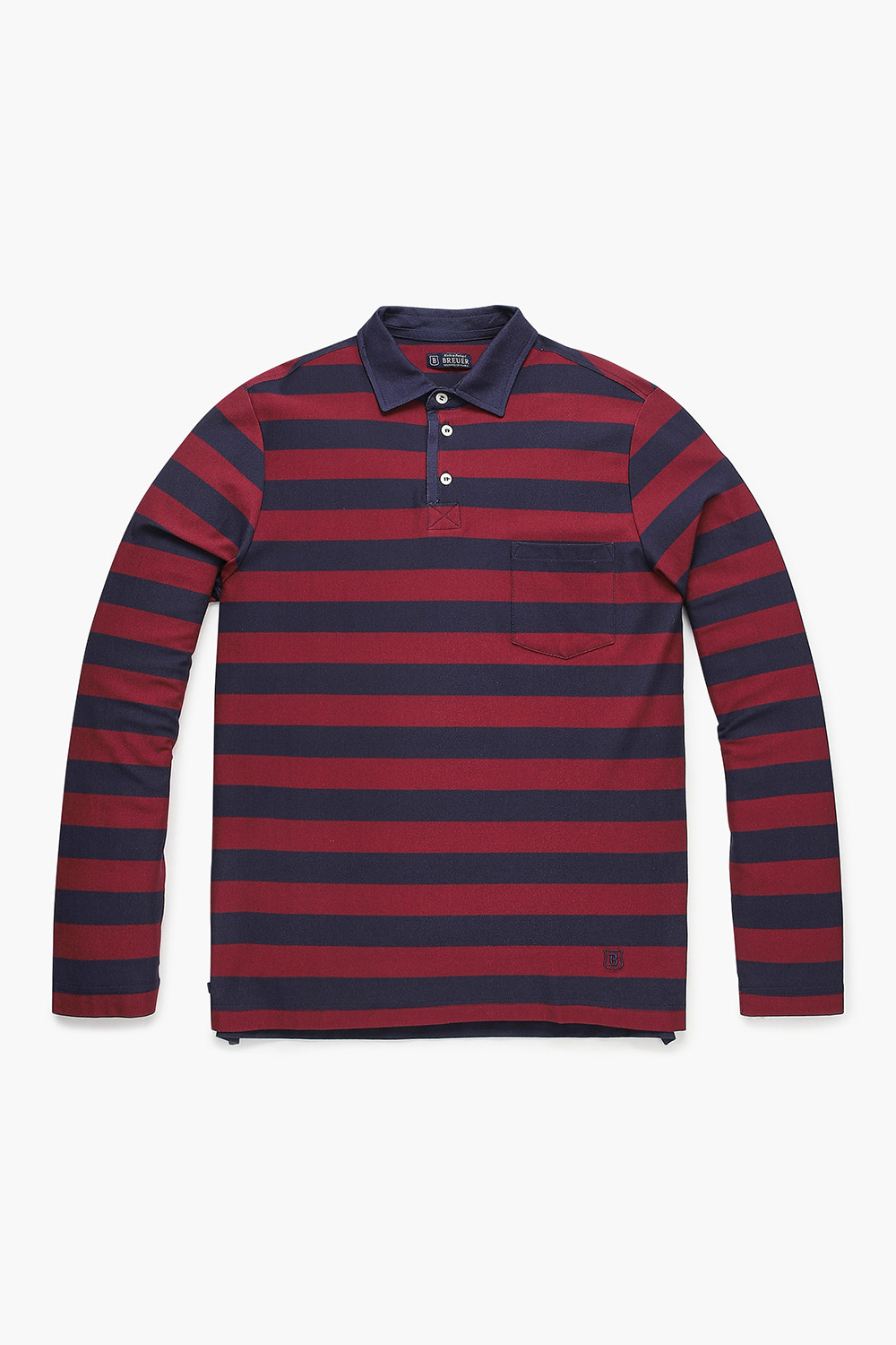 코튼 스트라이프 폴로 긴소매 티셔츠 65013H460504