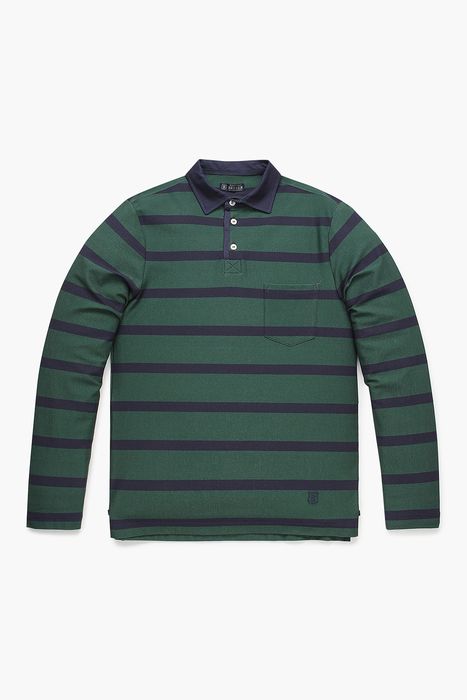 코튼 스트라이프 폴로 긴소매 티셔츠 65013H460502