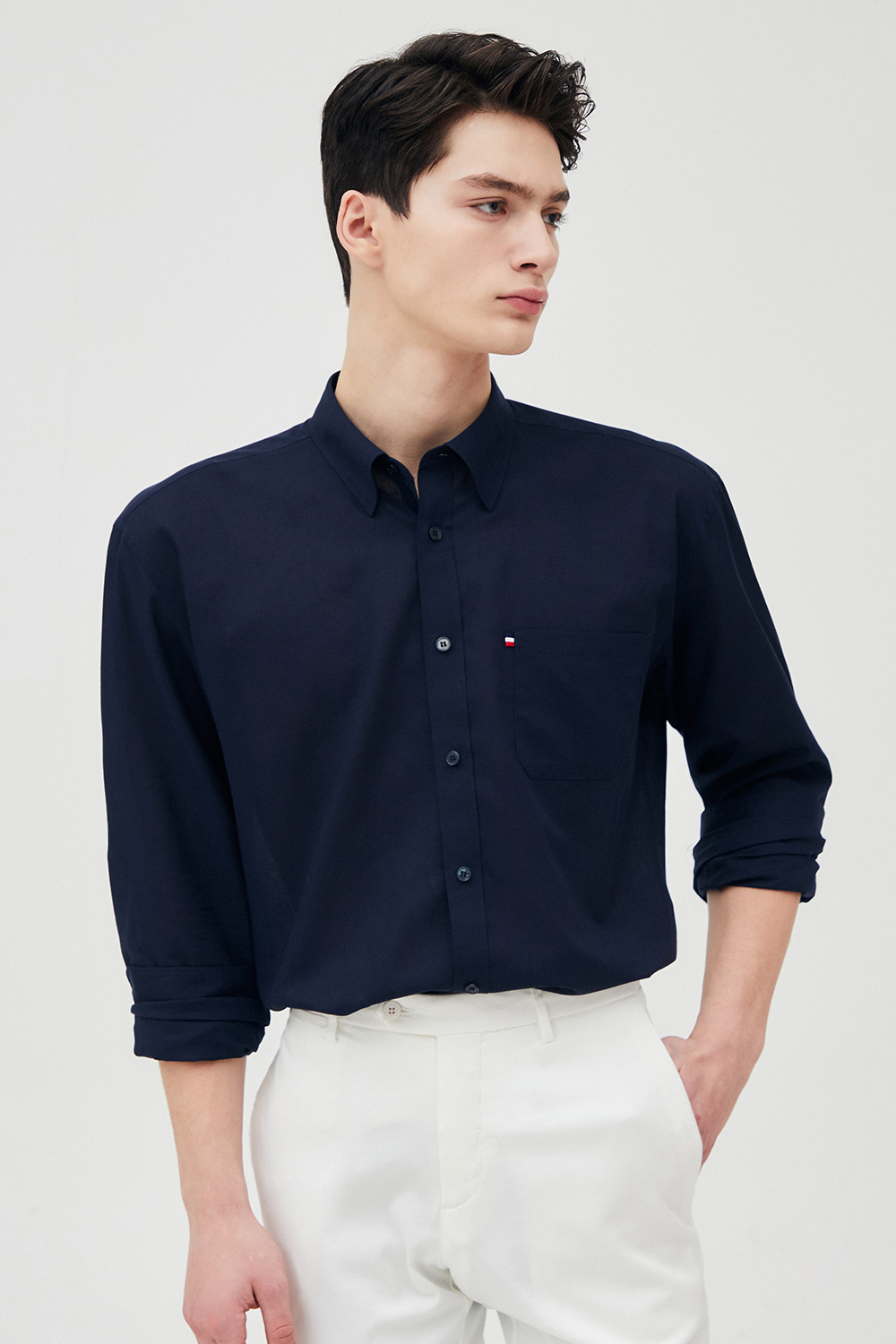 린넨 트리콜로르 955 뉴 캐주얼 핏 셔츠 네이비 SE5SM22LS955SNY