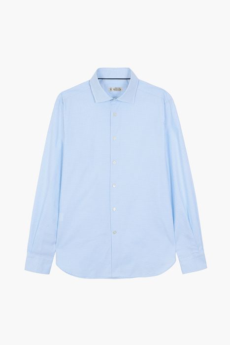 BEAULIEU 코튼 마이크로 깅엄 체크 셔츠 BE160P540503