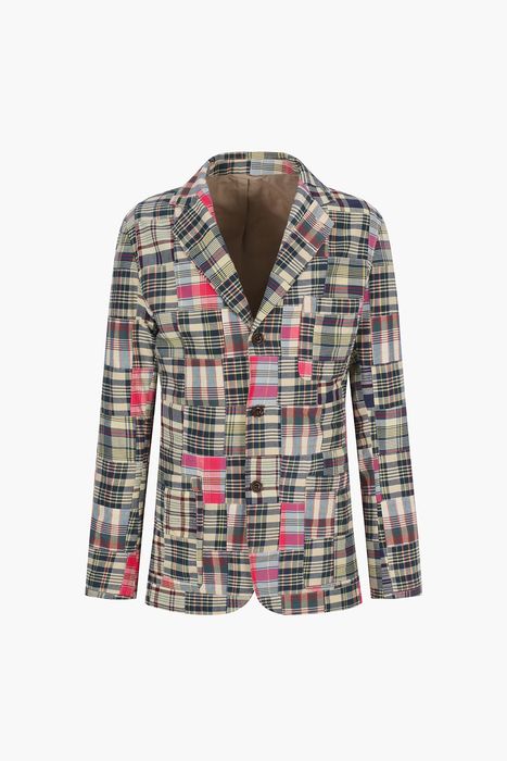 JON 코튼 타탄 체크 패치워크 테일러드 자켓 BD4811401