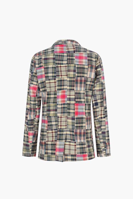 JON 코튼 타탄 체크 패치워크 테일러드 자켓 BD4811401