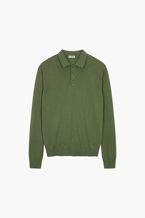 실크 혼방 폴로 긴소매 니트 BPS133P555203