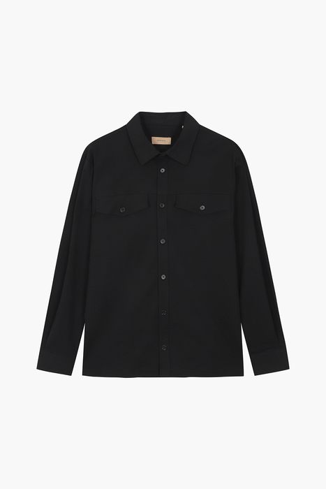 SEVERAS HEAVY 코튼 버튼 다운 투 포켓 셔츠 25-2 3780241BLA