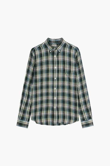 PITT 린넨 타탄 체크 버튼 다운 카라 셔츠 BD1702101