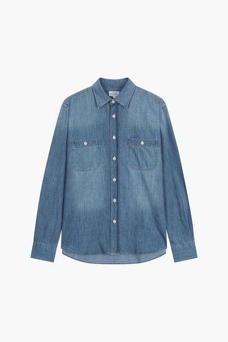 중청 데님 버튼 다운 투 포켓 셔츠 BD2002501