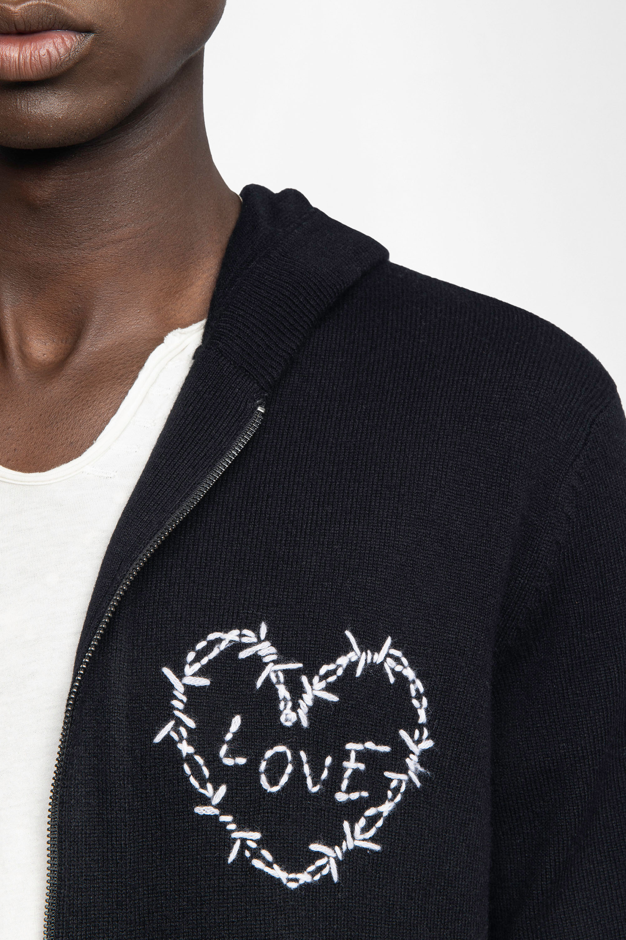Clash Heart Zip-Up Cardigan