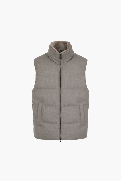 울 구스다운 램스킨 시어링 하이넥 베스트 85T007VITALIS027