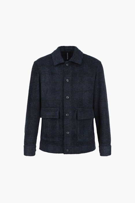 울 혼방 타탄 체크 셔츠형 캐주얼 자켓 3472NAVY