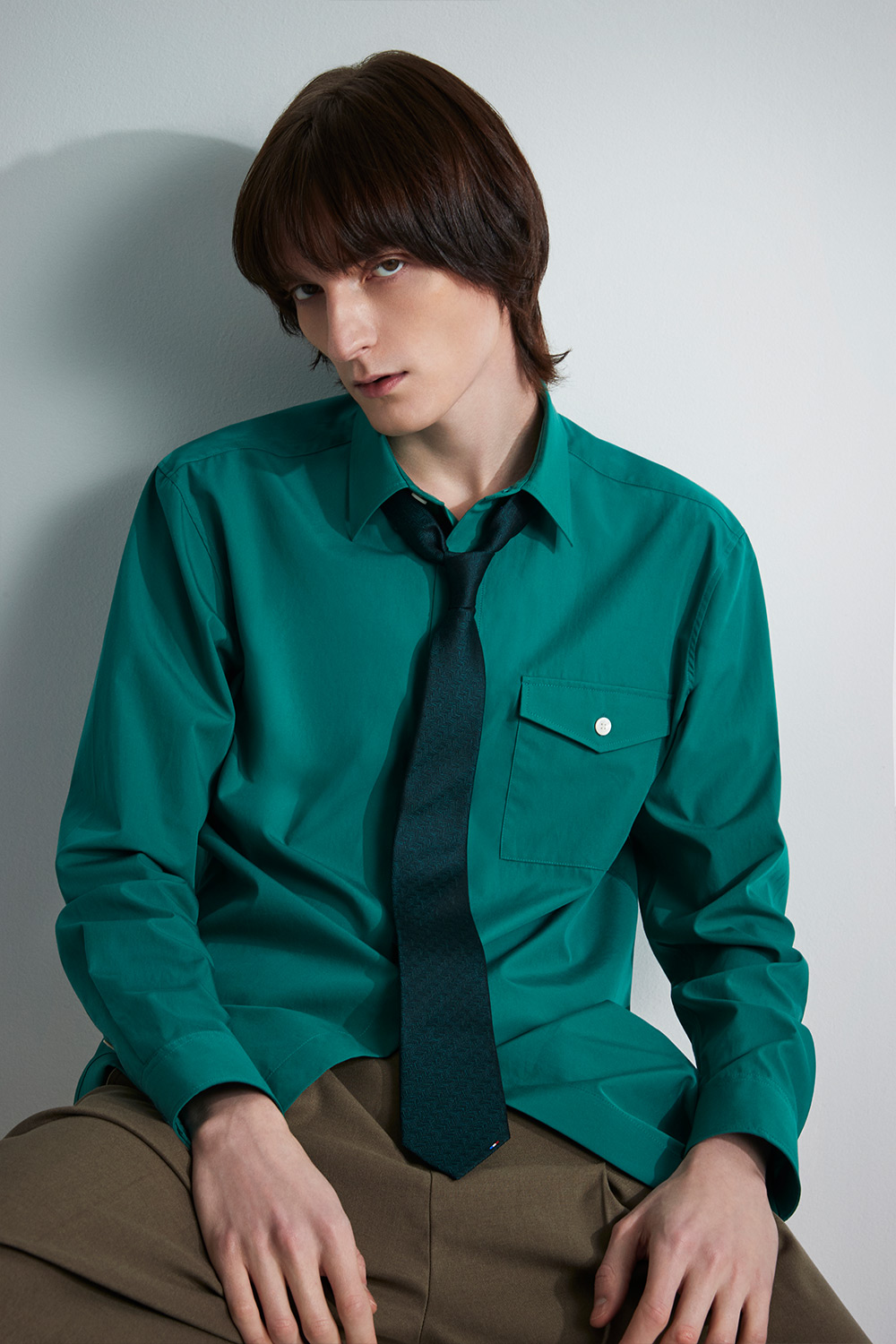 가먼트워싱 329 오버핏 셔츠 그린 SE5SM21LS329SGE