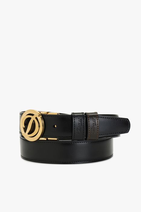 D 로고 라운드 버클 리버서블 벨트 골드 30MM 블랙/브라운 CJ8450120B