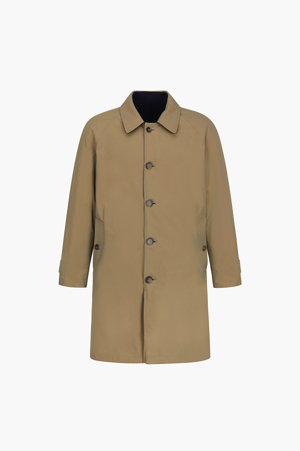 울 & 코튼 리버시블 발마칸 803 네이비 롱 코트