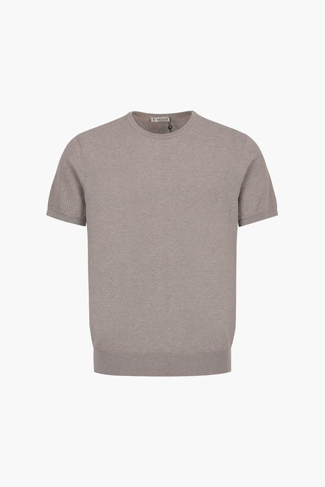 코튼 패턴 짜임 크루넥 반소매 니트 BR1210 2A0025