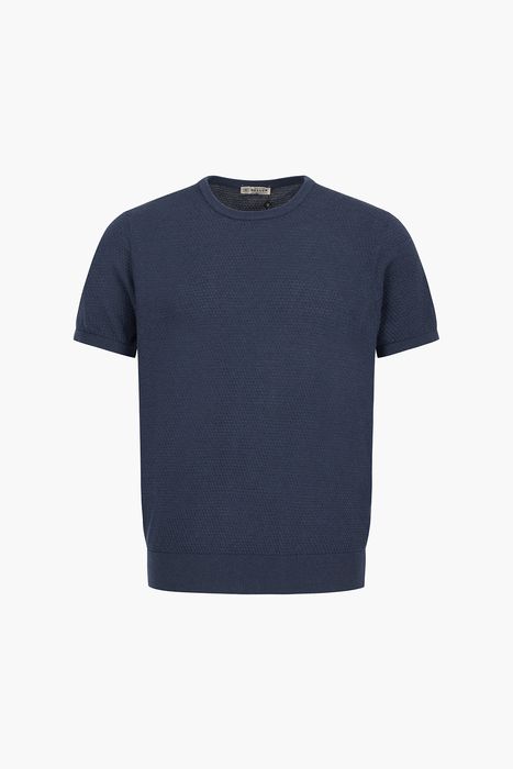 코튼 패턴 짜임 크루넥 반소매 니트 BR1210 1A0141