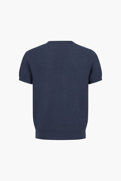 코튼 패턴 짜임 크루넥 반소매 니트 BR1210 1A0141