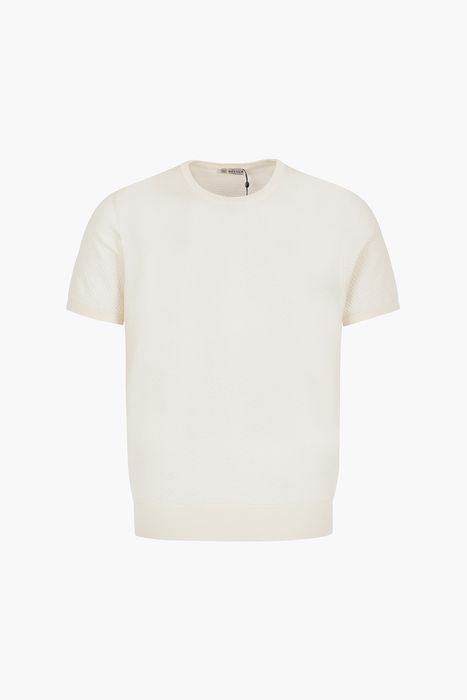 코튼 패턴 짜임 크루넥 반소매 니트 BR1210 4A0025