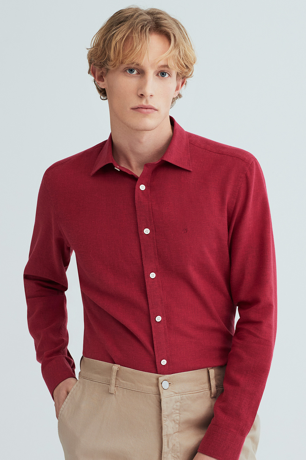 린넨 카라 루프탭 트리콜로르 955 컴포터블 셔츠 레드 SE6SM22LS955SRD