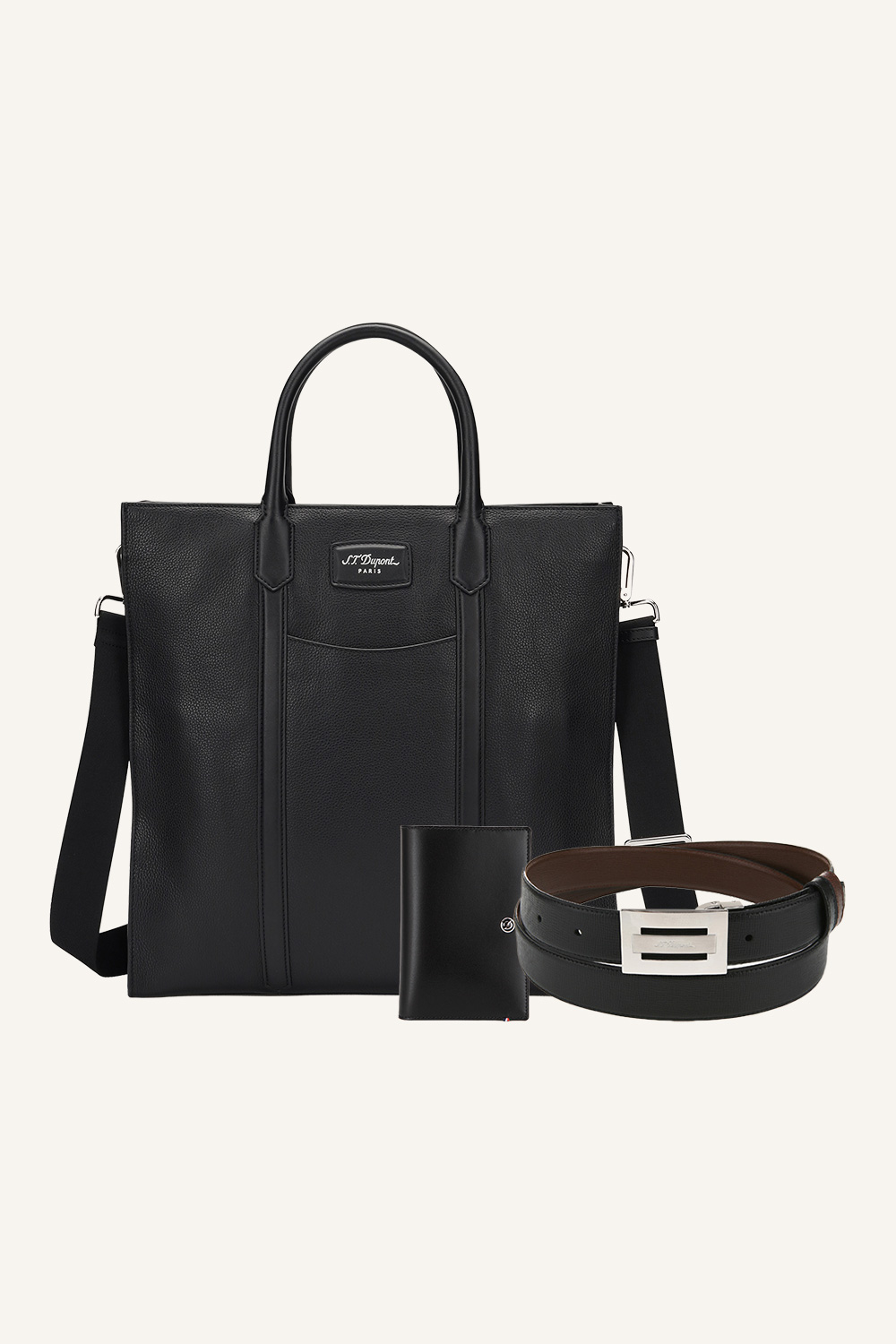 [Gift Set] 그레인 레더 버티컬 토트백+벨트+여권지갑