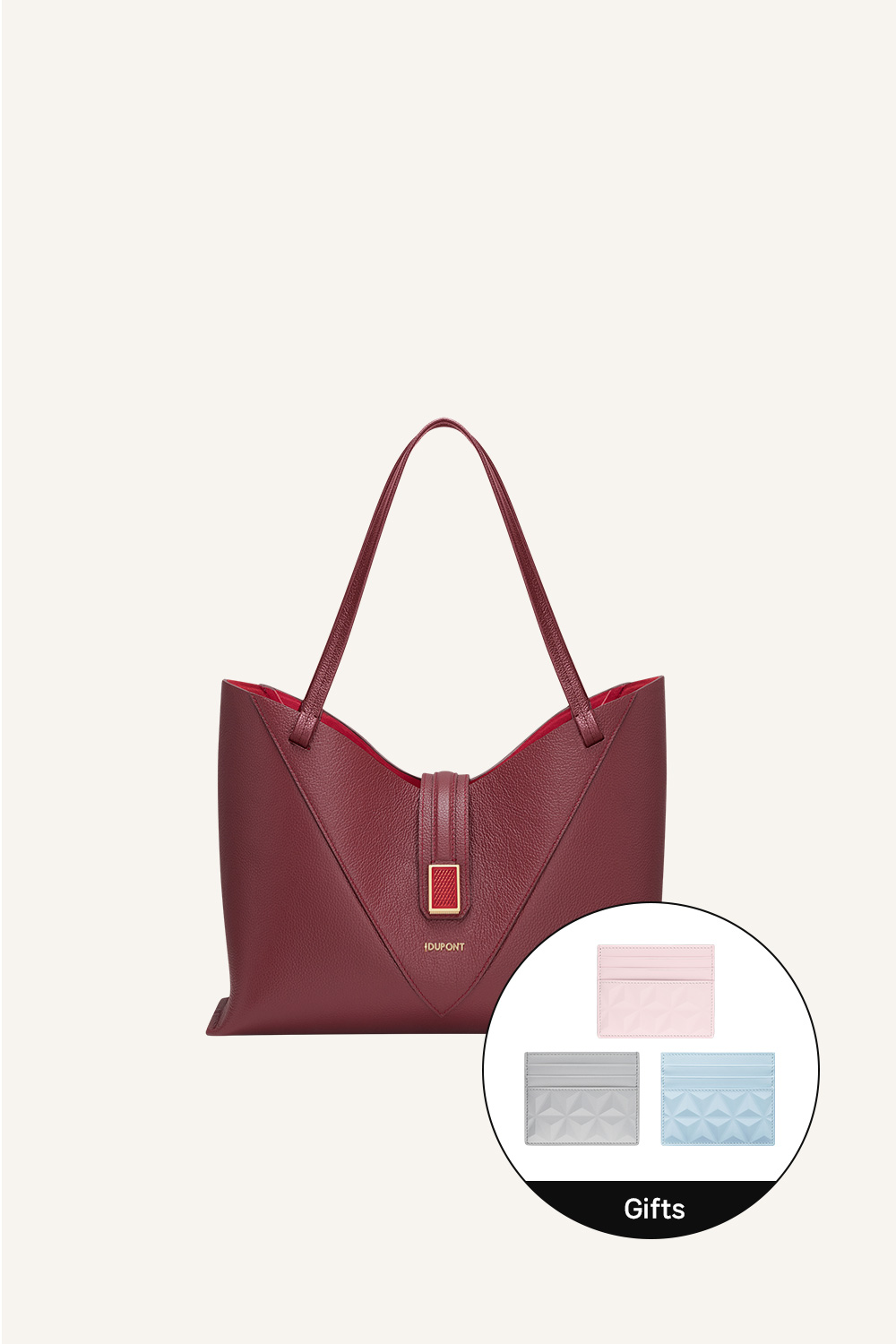 [Gift Set] 빅토리아 토트 다크레드 + 에이펙스 카드홀더