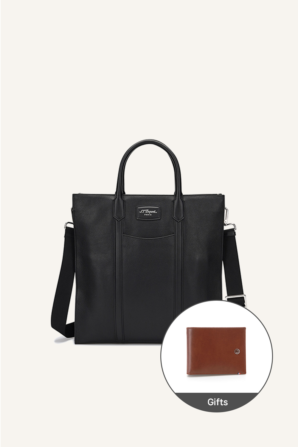 [Gift Set] 그레인레더 버티컬 토트백+라인D 엘리제 6CC 지갑