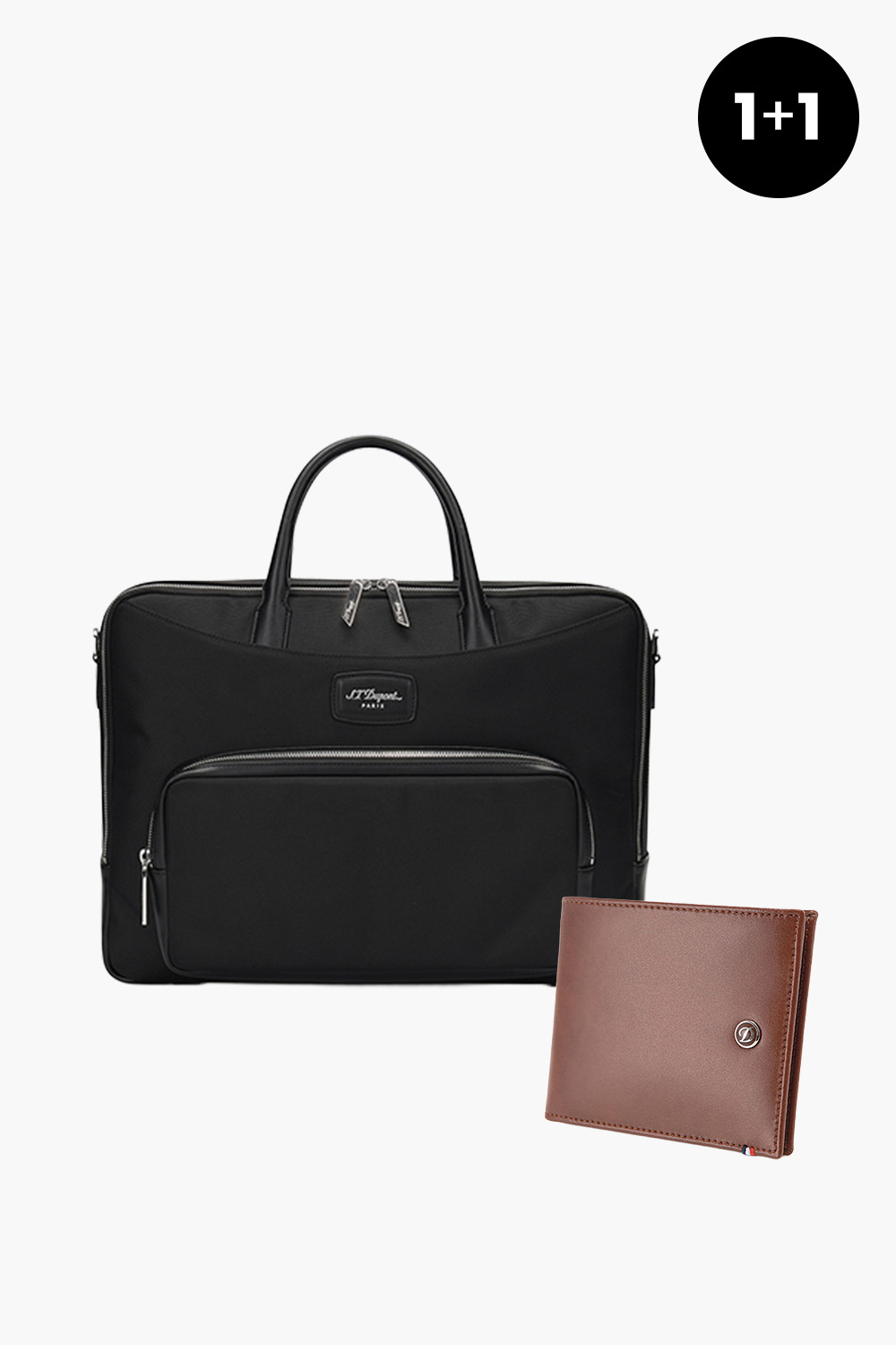 [Gift Set] 레더 나일론 도큐먼트 홀더+라인D 엘리제 6CC 지갑