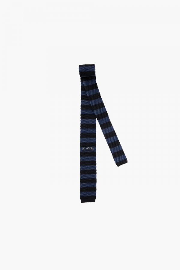 울 실크 스트라이프 스퀘어 303 다크네이비 넥타이