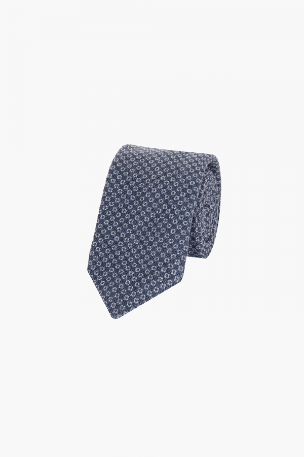 울 실크 도트 패턴 315 네이비 넥타이