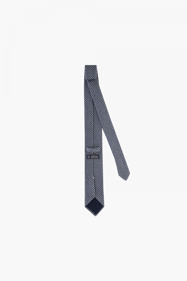 울 실크 도트 패턴 315 네이비 넥타이