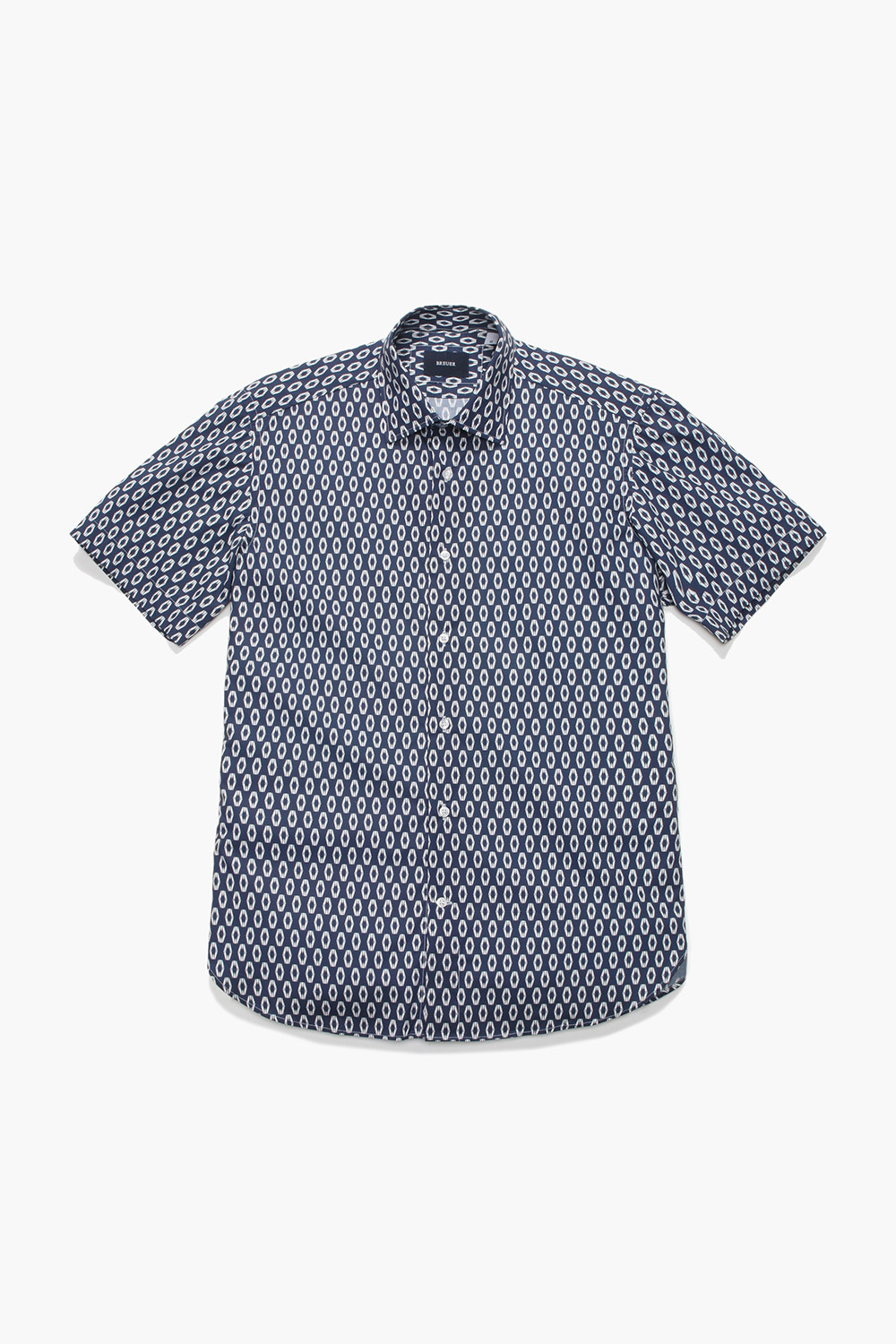 코튼 일러스트 도트 852 네이비 반소매 셔츠