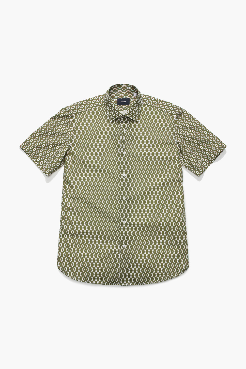 코튼 일러스트 도트 852 그린 반소매 셔츠