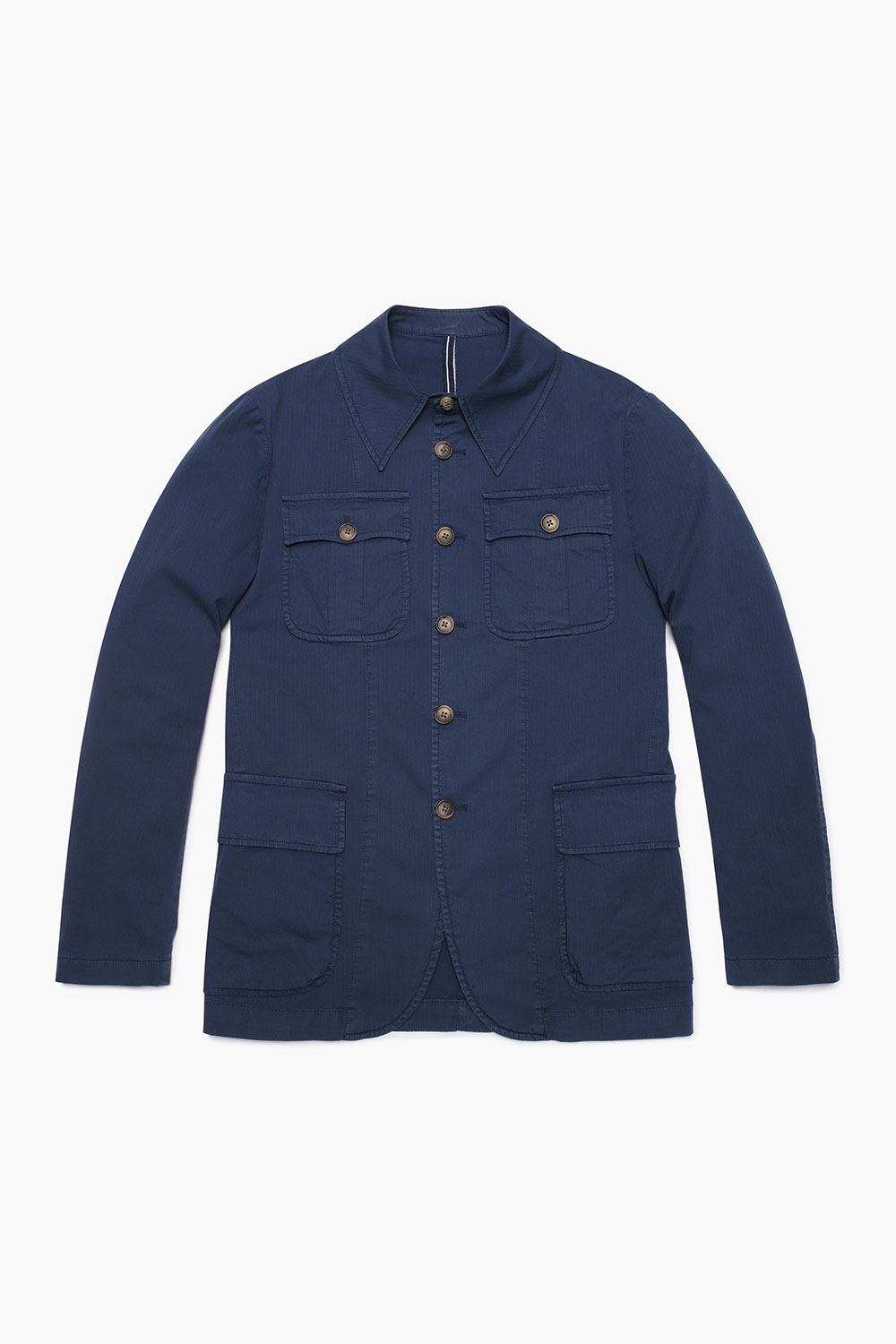 코튼 빅버튼 포켓 901 네이비 하프 코트