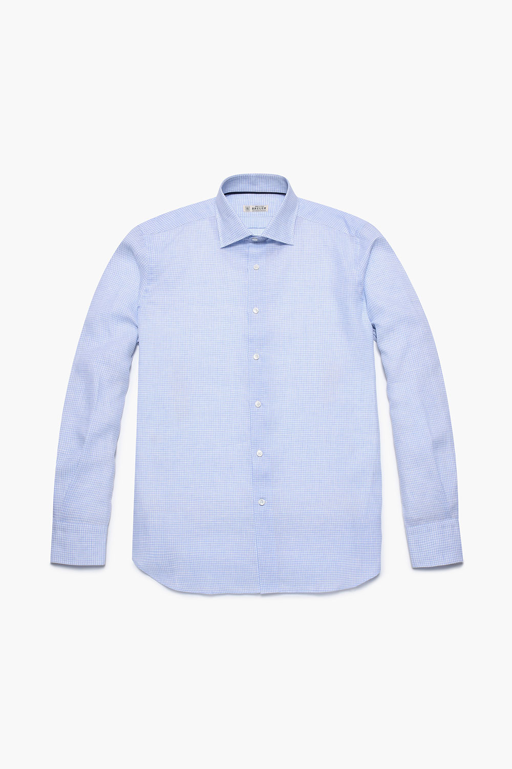 린넨 깅엄 체크 104 블루 셔츠