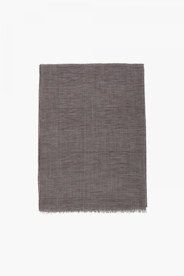 울 글렌 체크 105 버건디 머플러