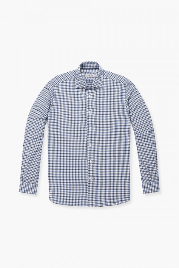 코튼 깅엄 체크 플란넬 308 네이비 셔츠