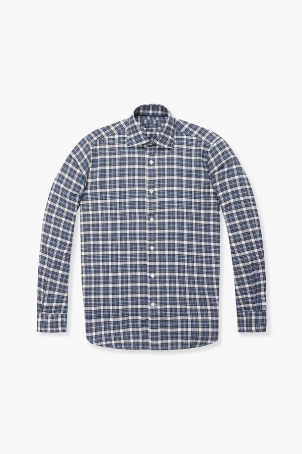 코튼 타탄 체크 플란넬 309 네이비 셔츠