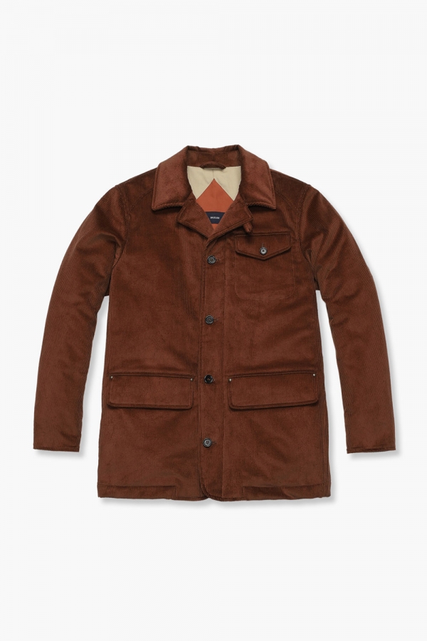 코튼 스웨이드 빅 포켓 824 레드브라운 하프 코트