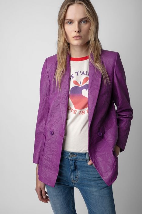 Visko Crinkled Leather Blazer