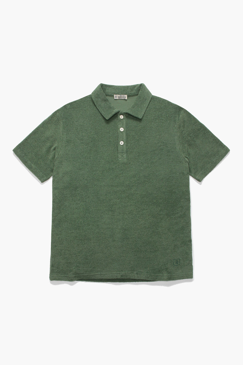 코튼 버튼 다운 201 그린 반소매 티셔츠